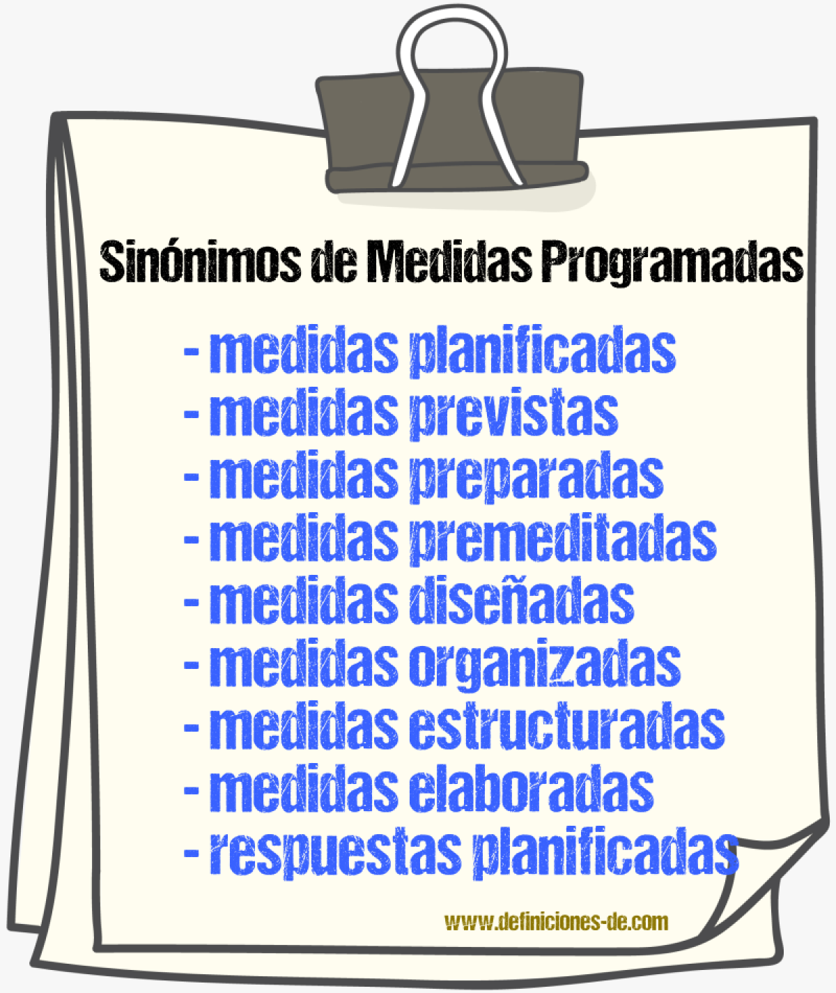Sinónimos de medidas programadas