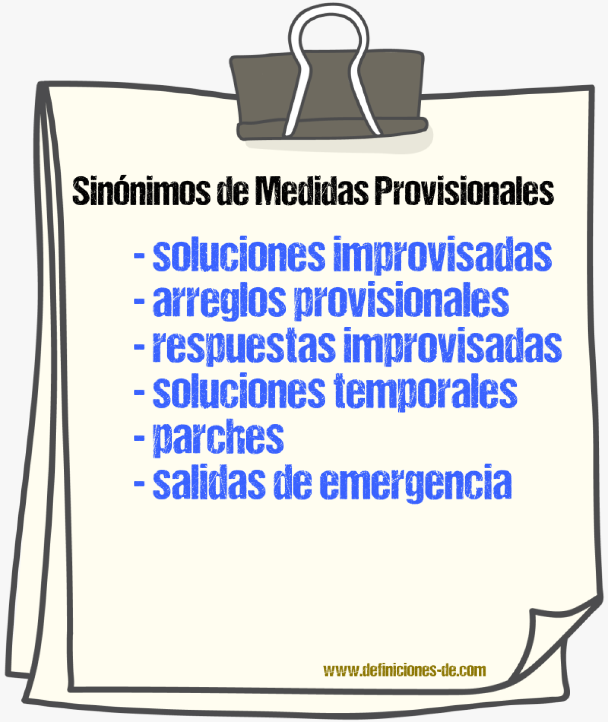Sinónimos de medidas provisionales