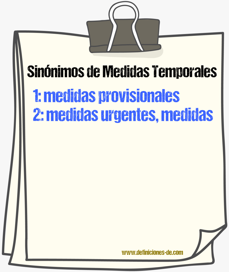 Sinónimos de medidas temporales