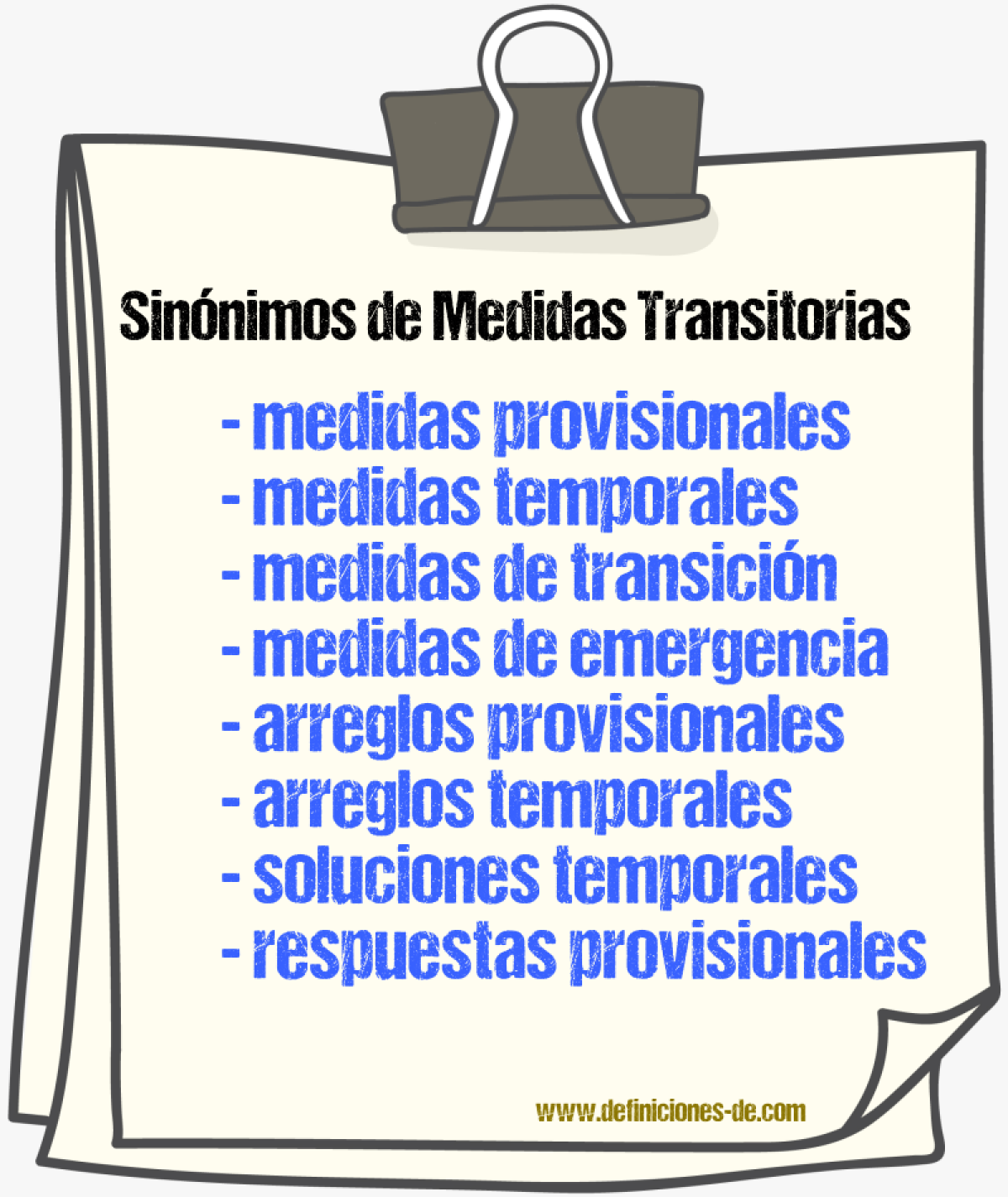 Sinónimos de medidas transitorias