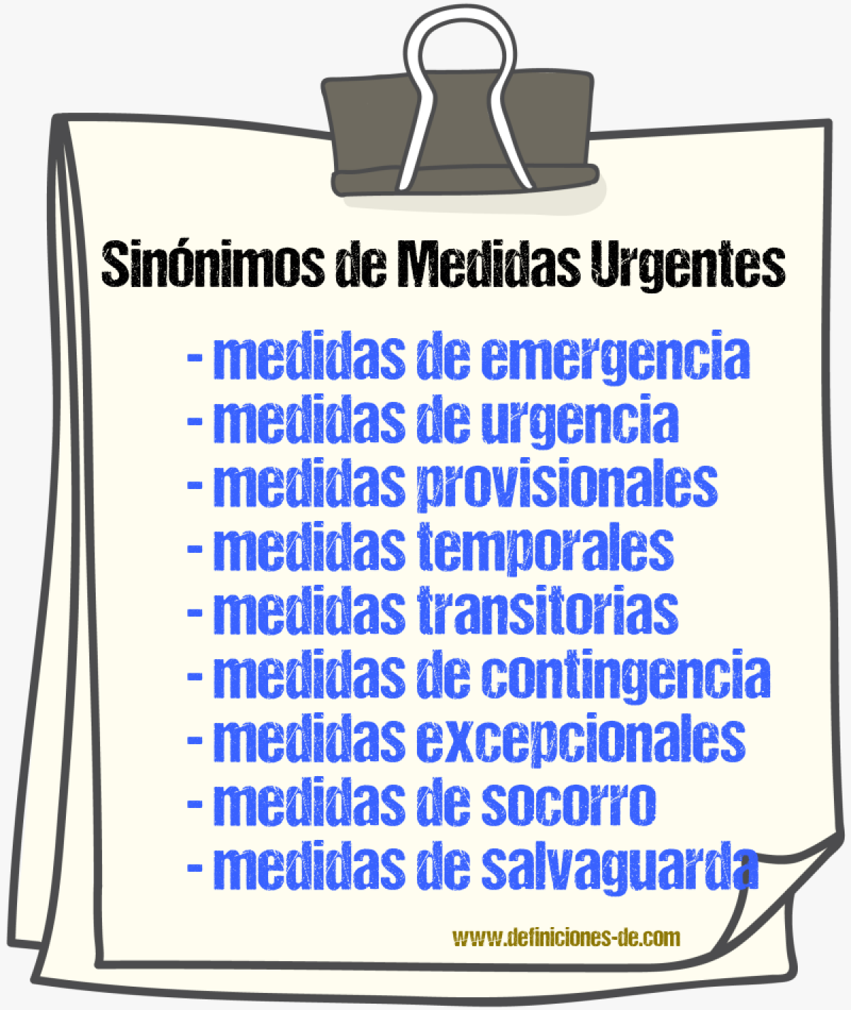 Sinónimos de medidas urgentes