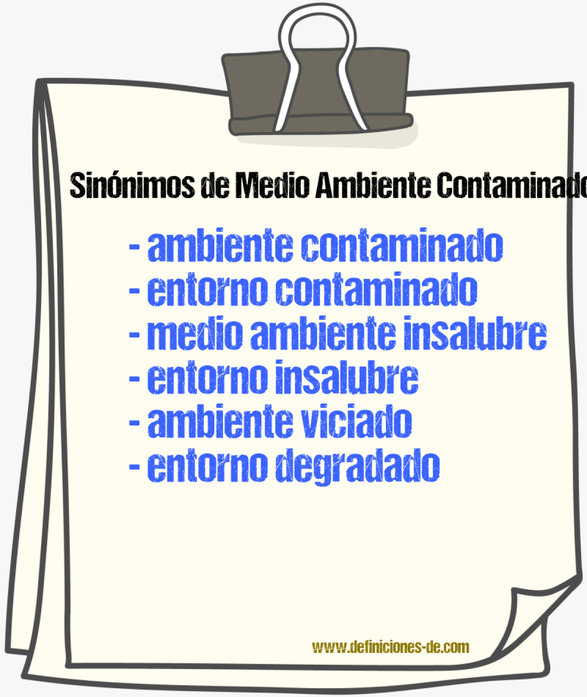 Sinónimos de medio ambiente contaminado