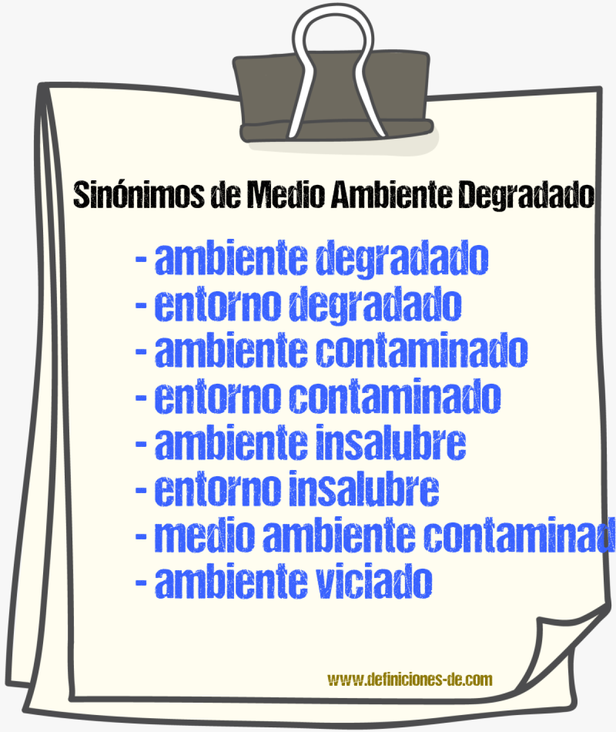 Sinónimos de medio ambiente degradado