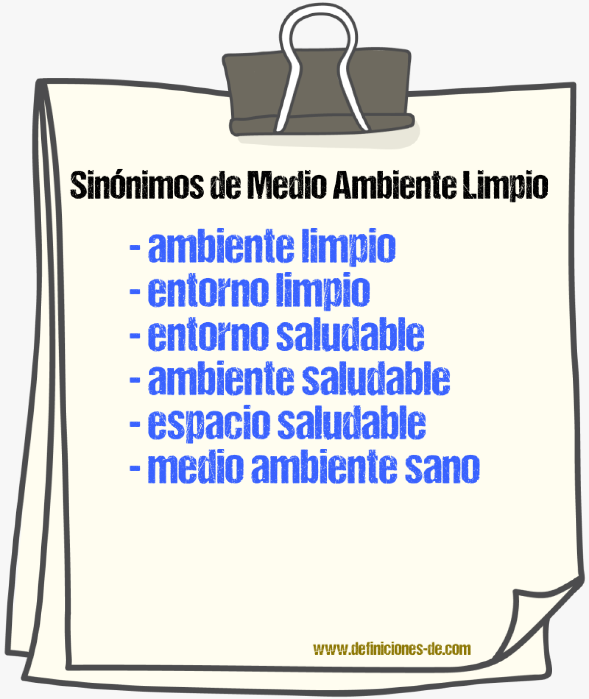 Sinónimos de medio ambiente limpio