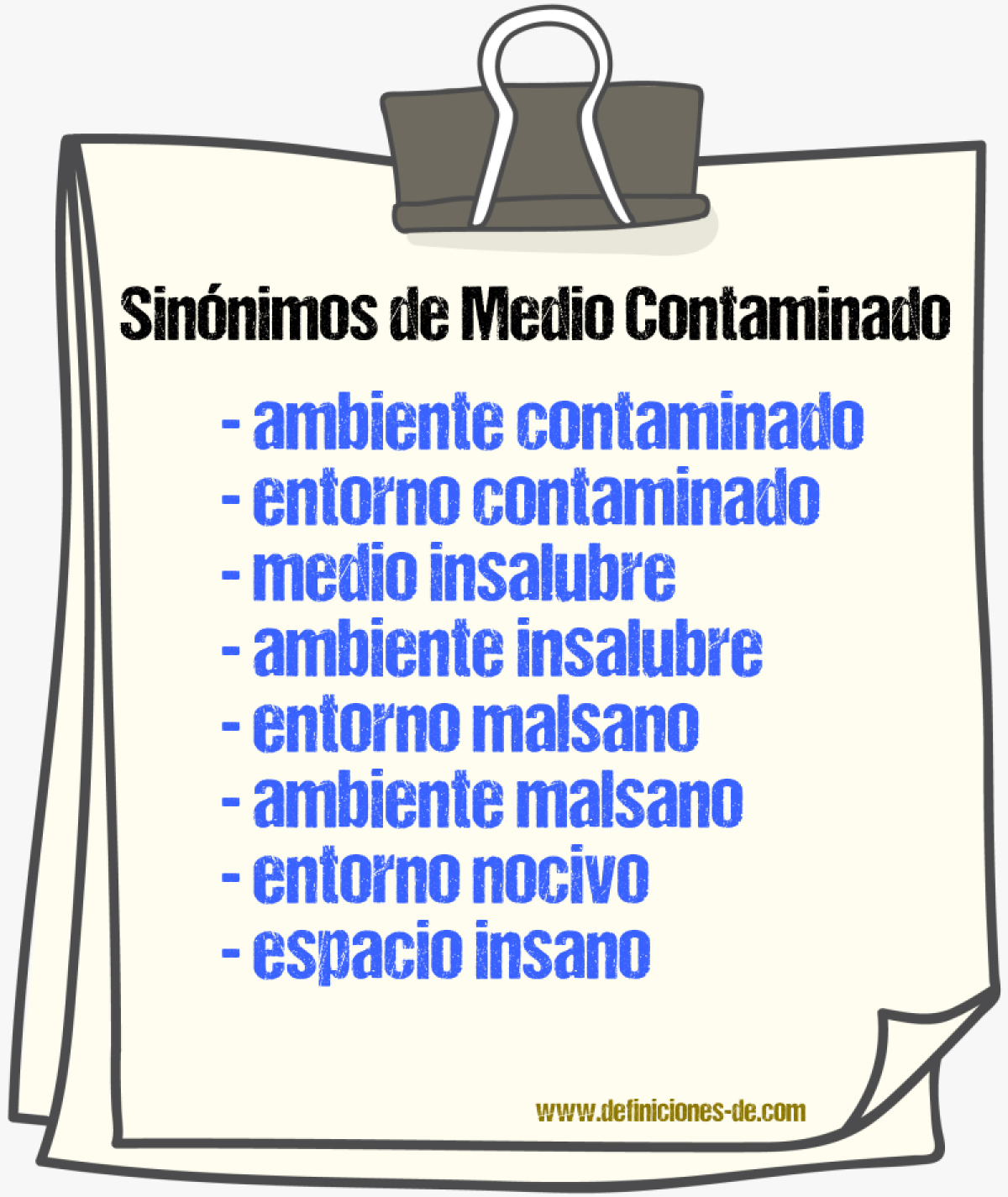 Sinónimos de medio contaminado