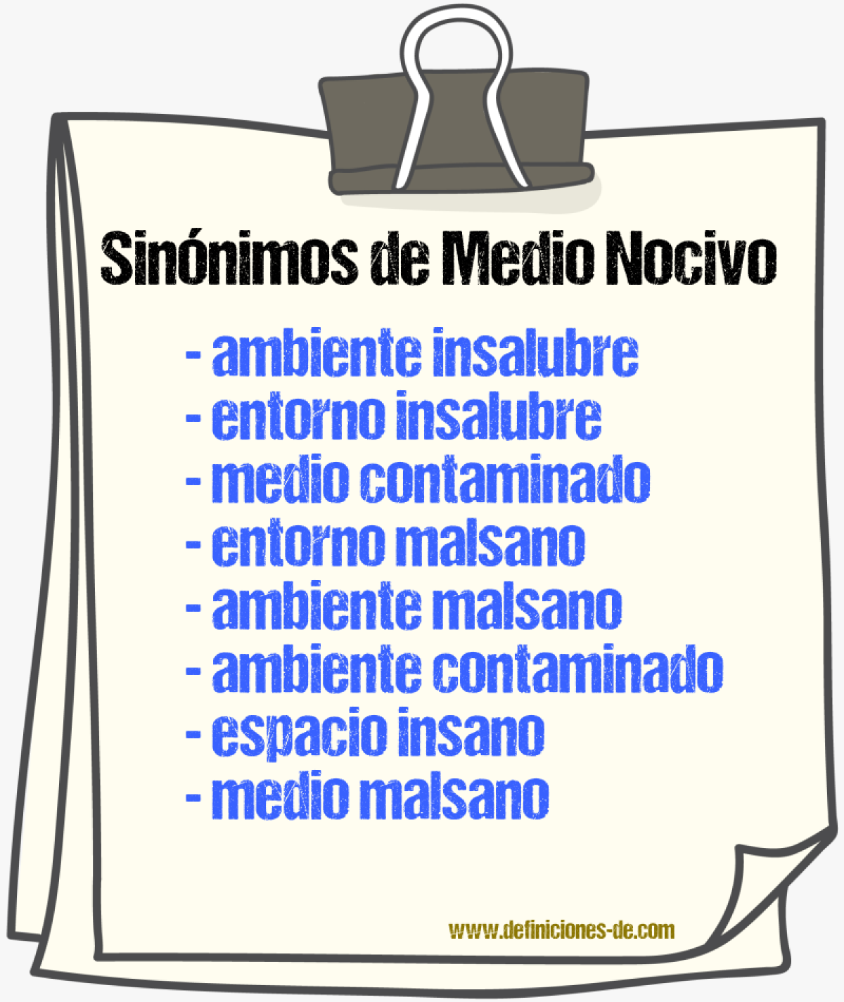 Sinónimos de medio nocivo