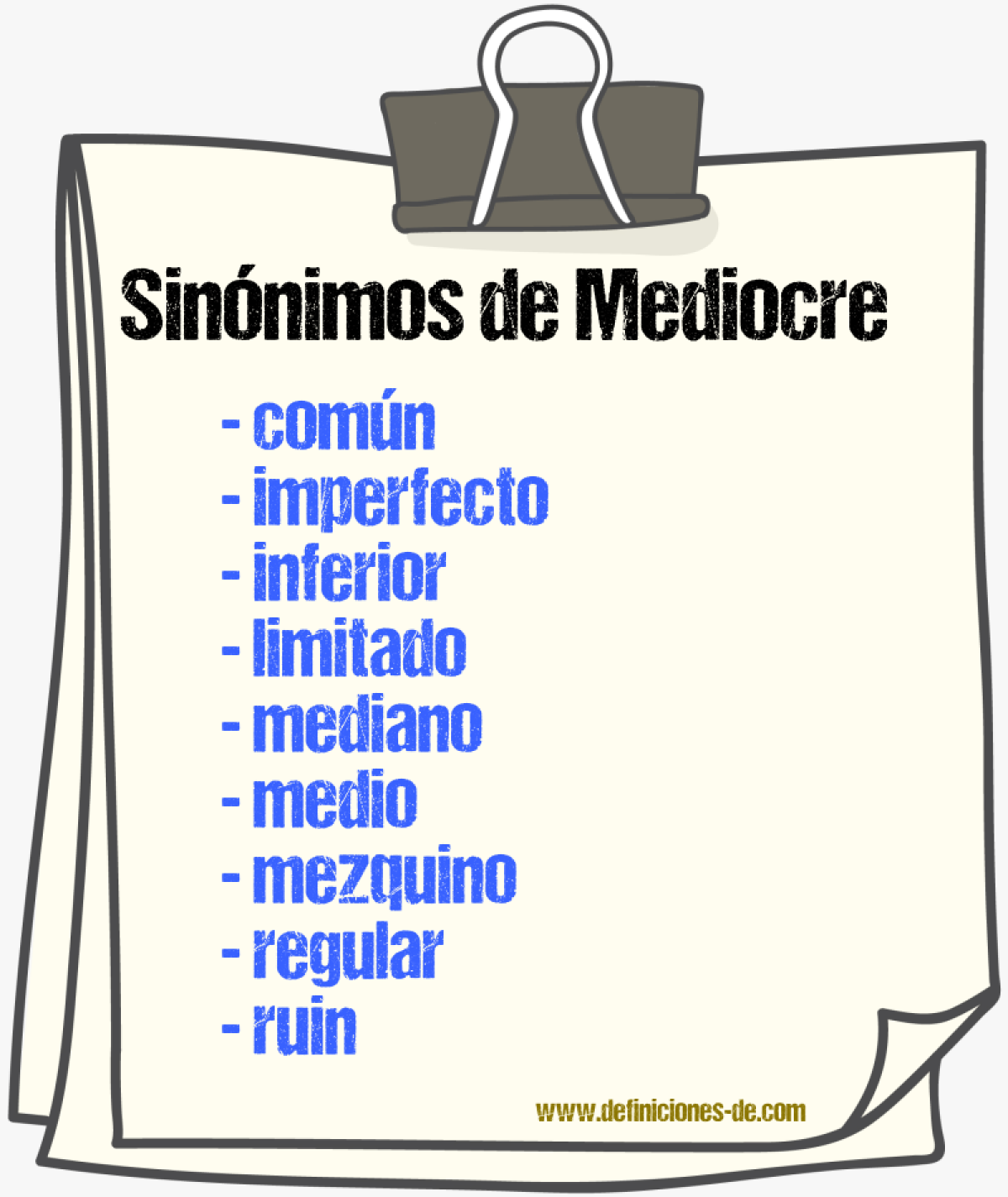 Sinnimos de mediocre