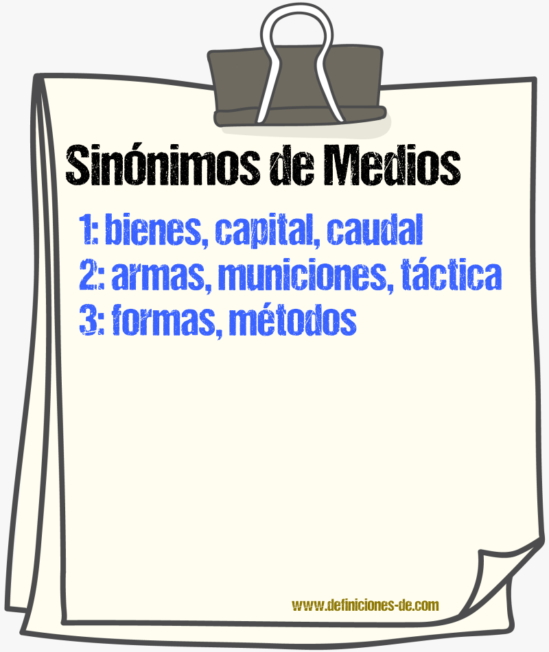 Sinnimos de medios