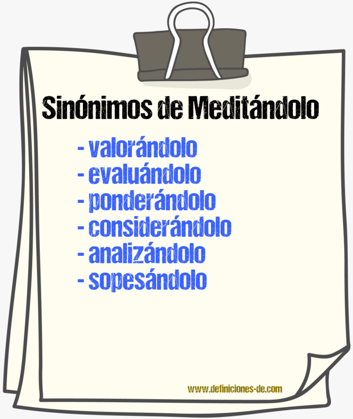 Sinónimos de meditándolo