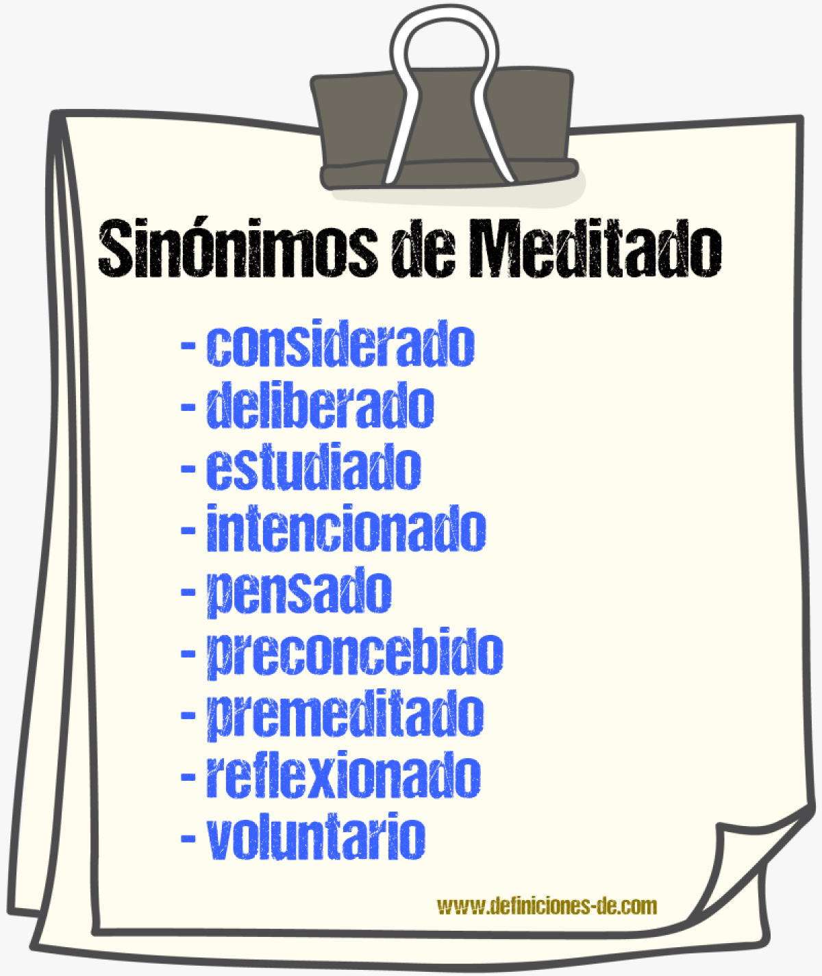 Sinnimos de meditado