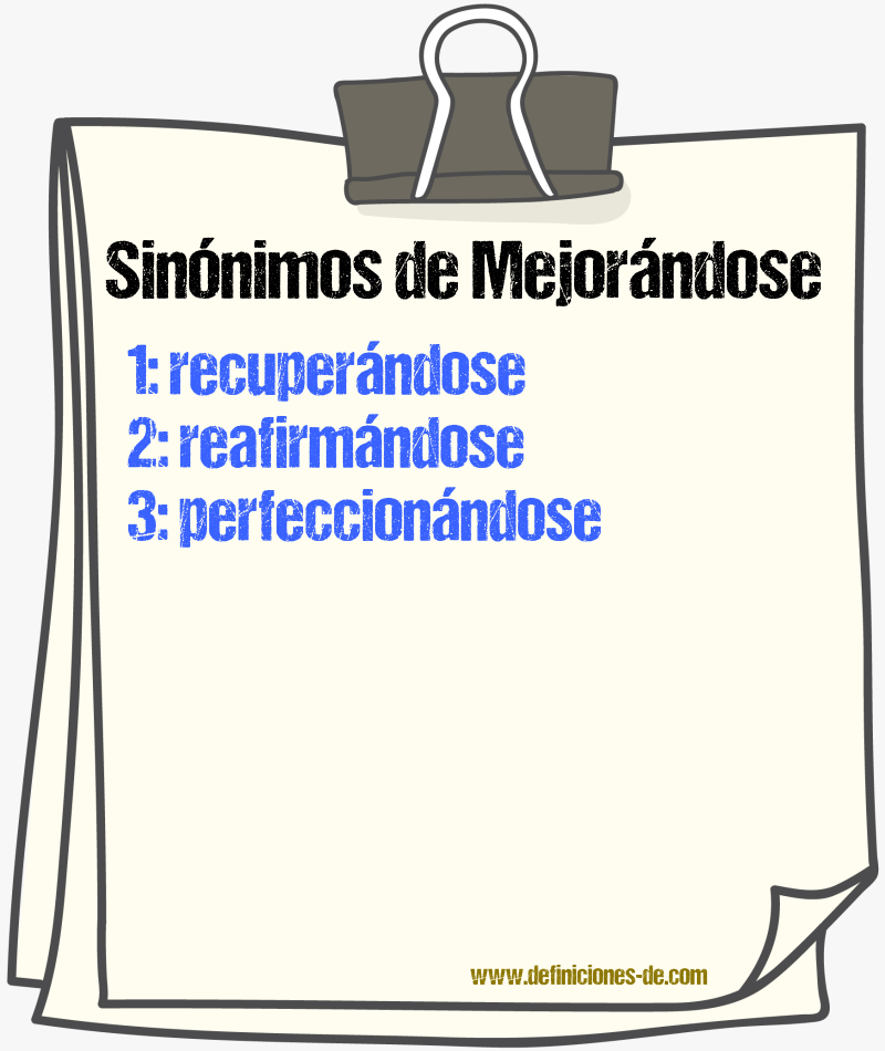 Sinónimos de mejorándose