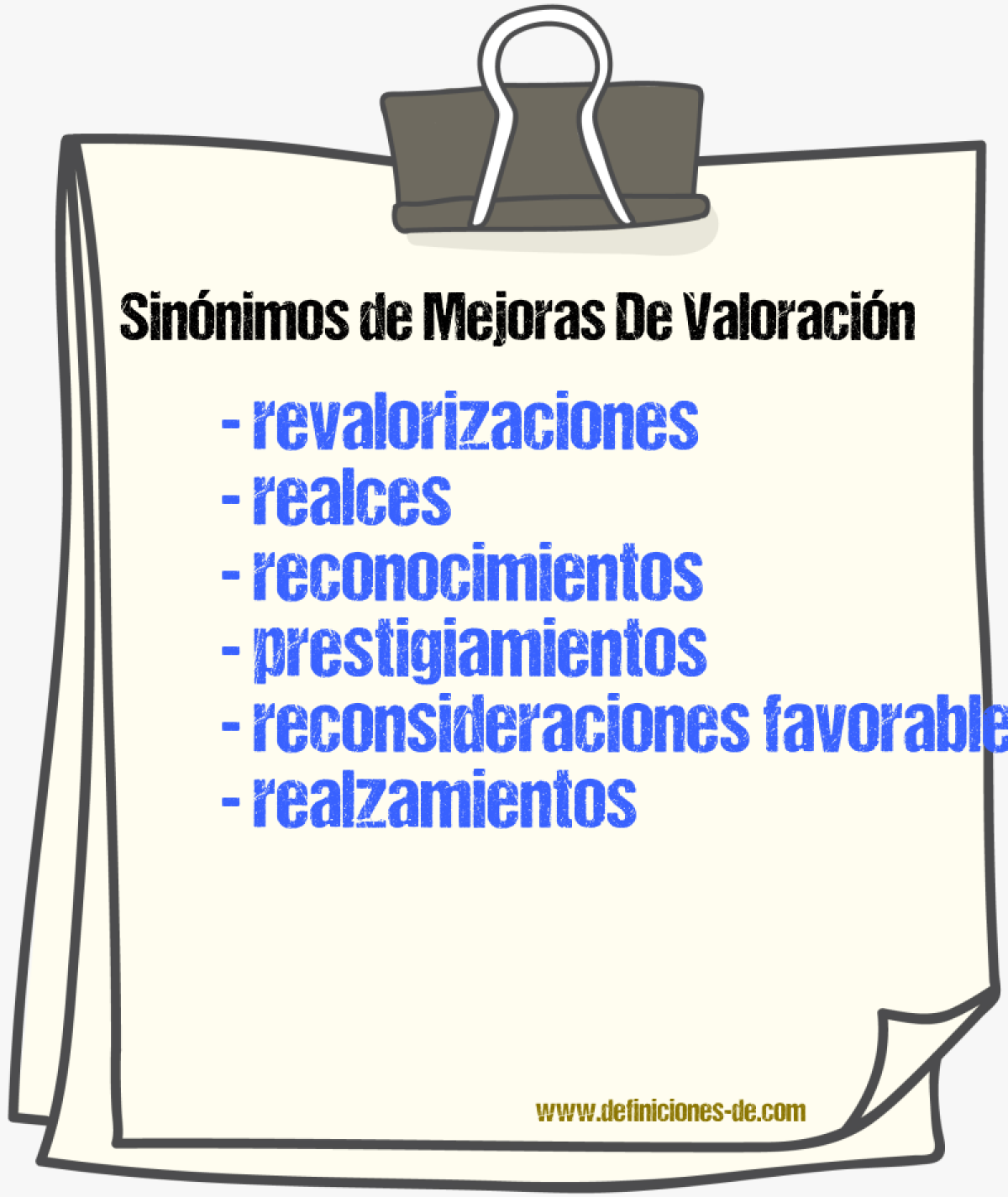 Sinónimos de mejoras de valoración