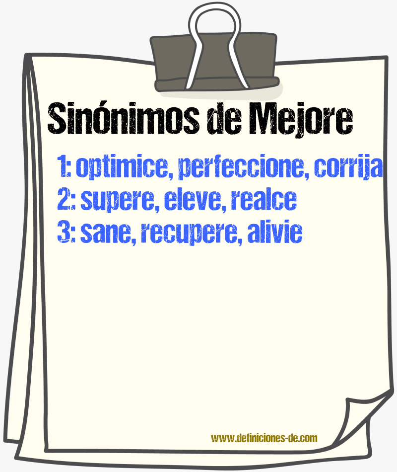 Sinónimos de mejore