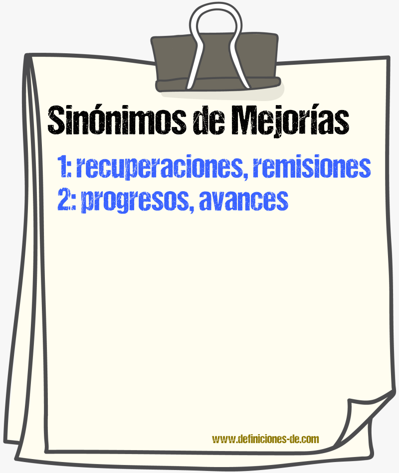 Sinónimos de mejorías