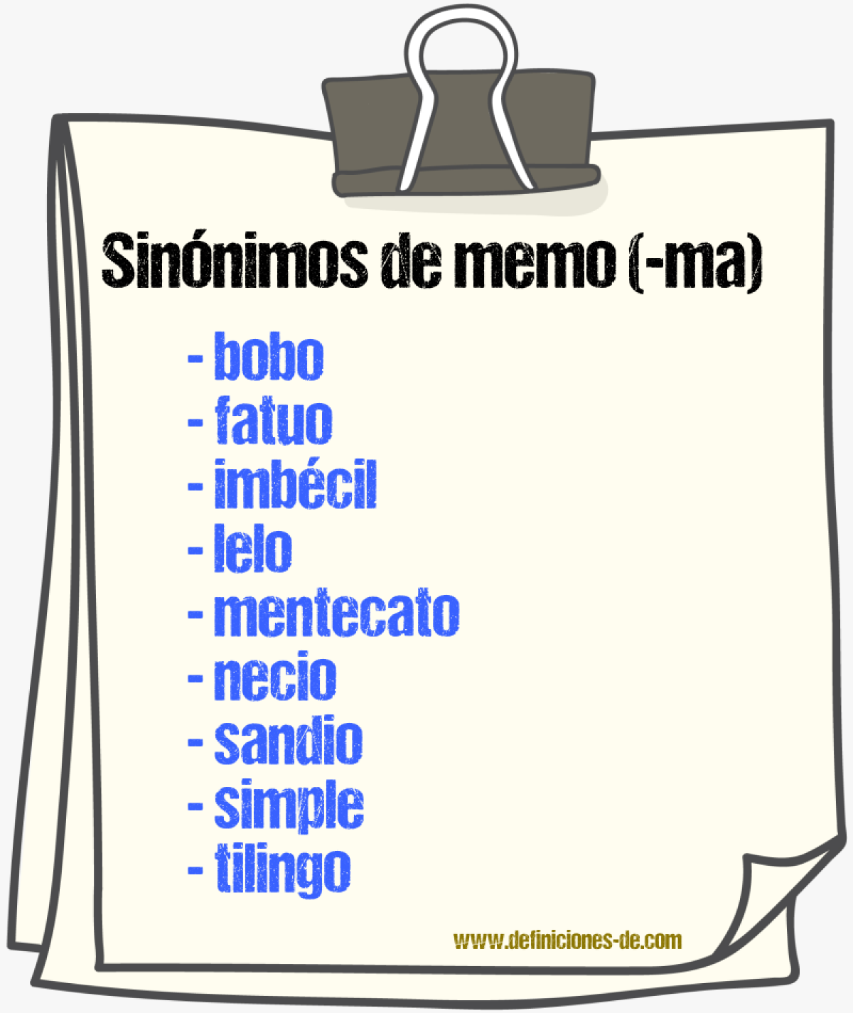 Sinnimos de memo