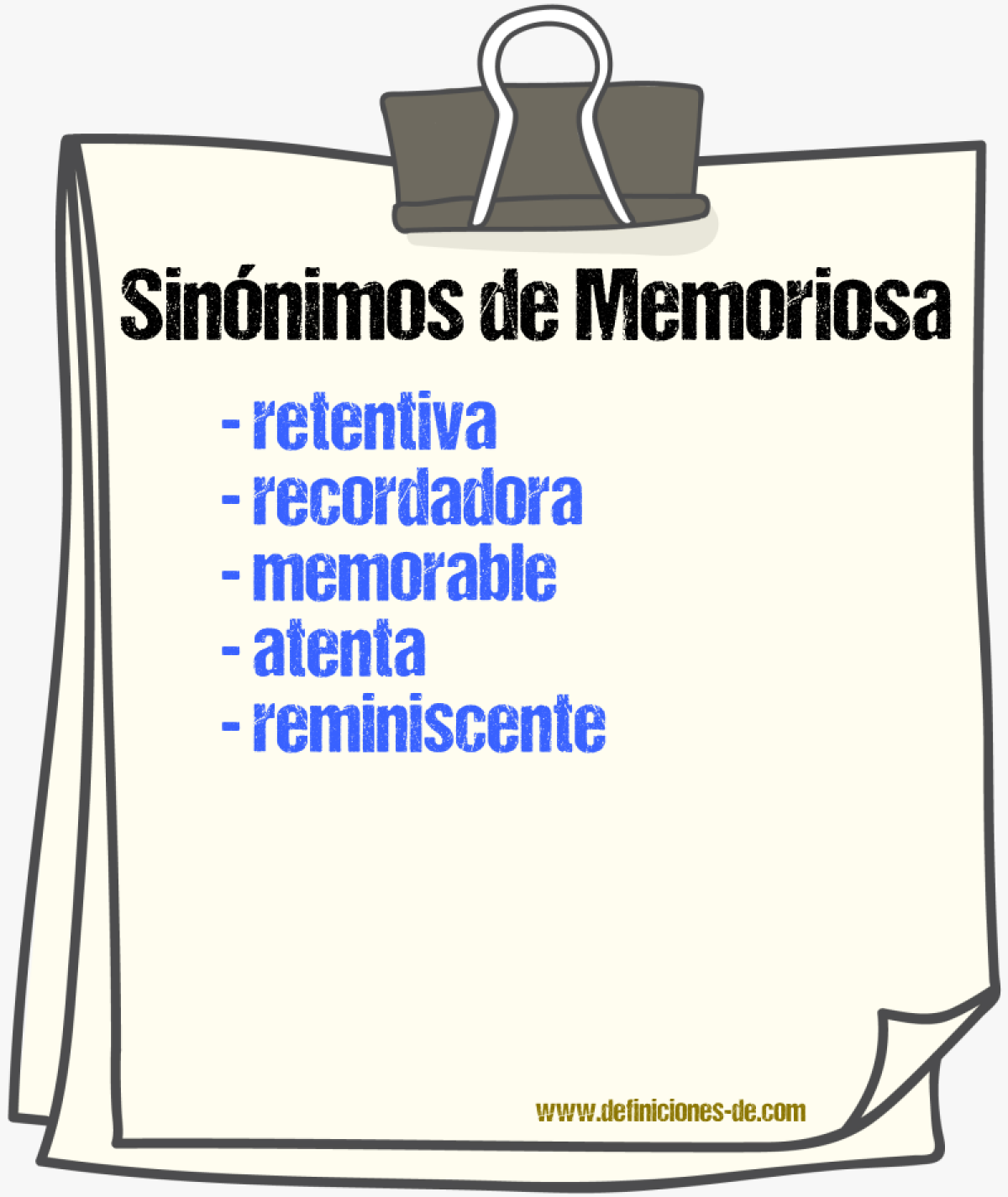 Sinónimos de memoriosa