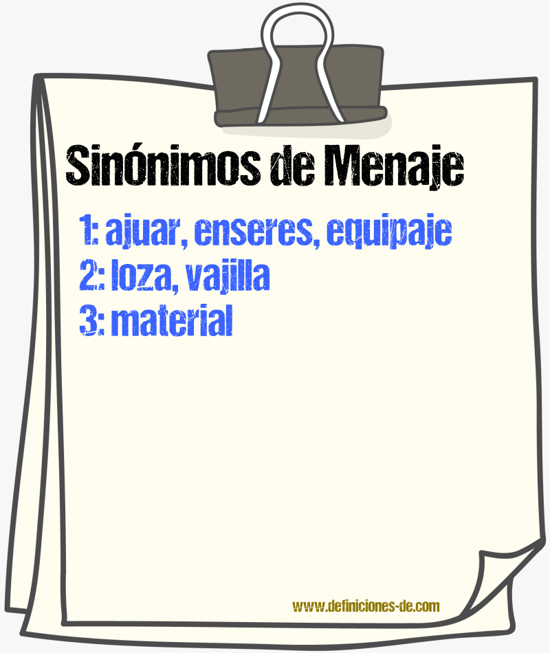 Sinnimos de menaje