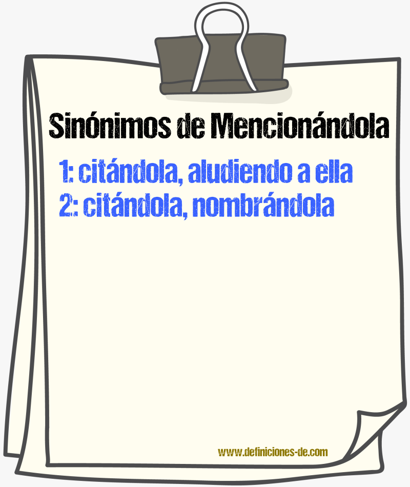 Sinónimos de mencionándola