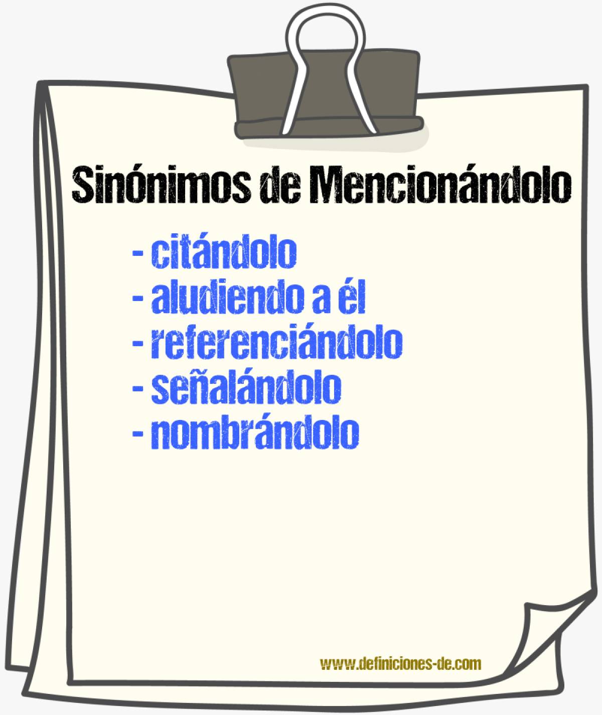 Sinónimos de mencionándolo