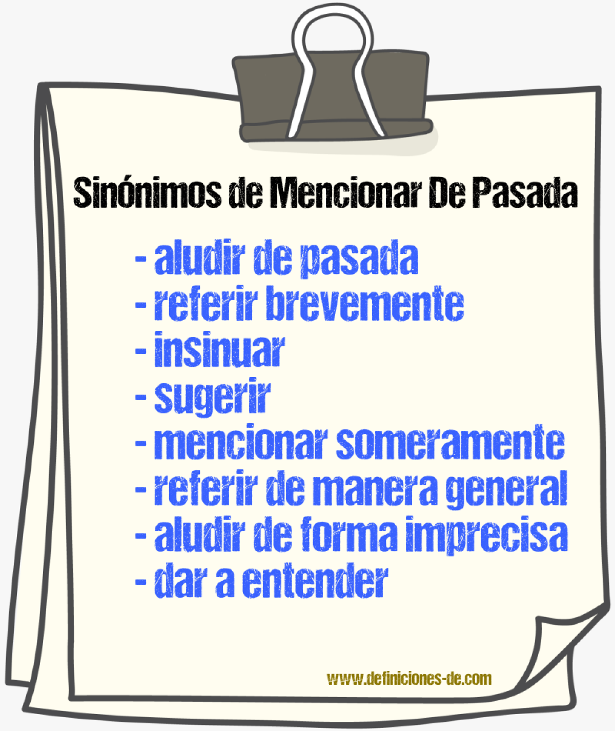 Sinónimos de mencionar de pasada