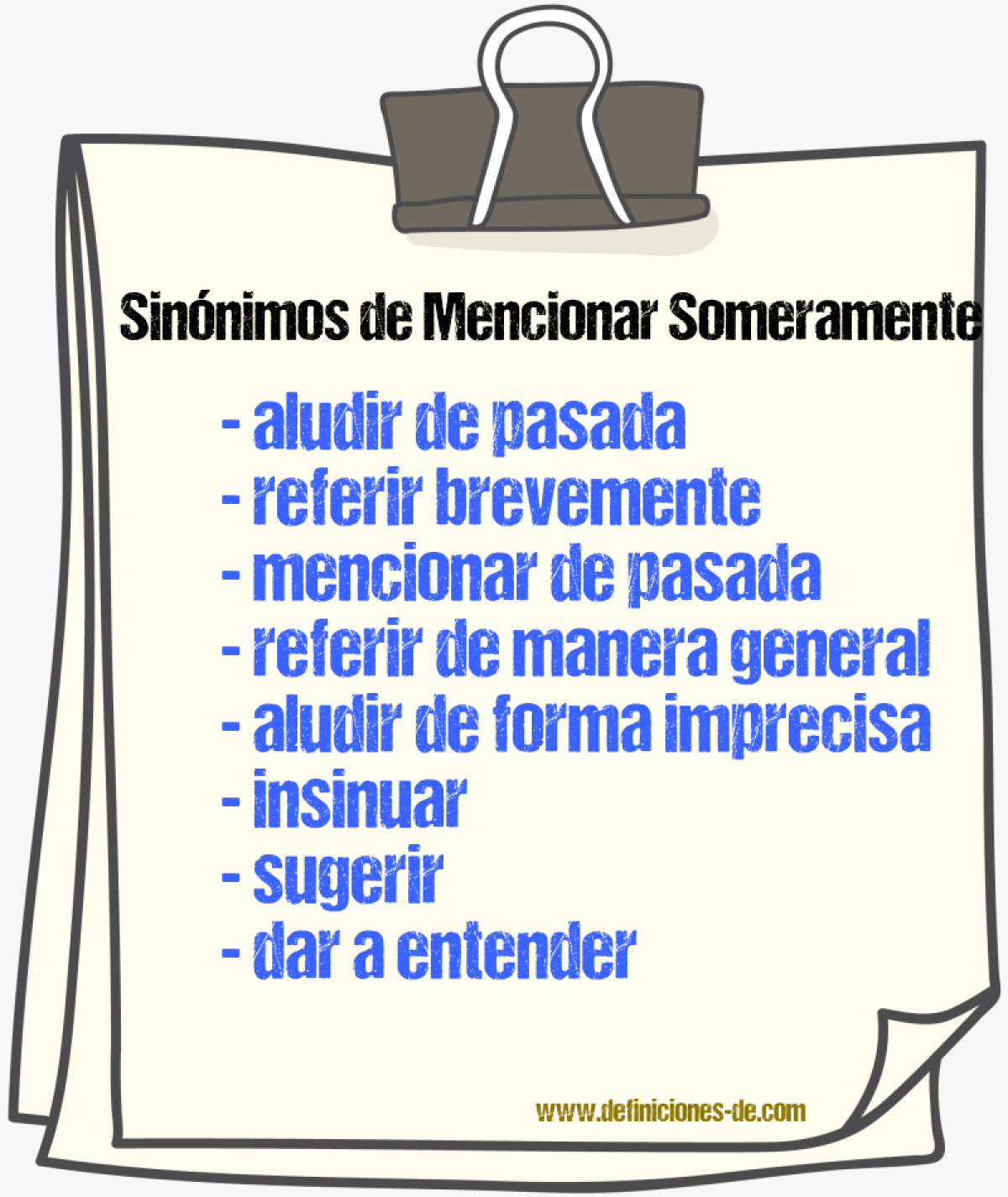 Sinónimos de mencionar someramente
