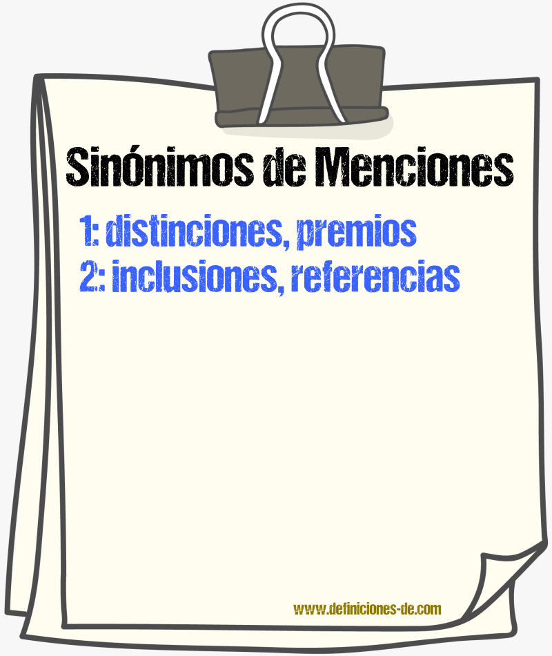 Sinónimos de menciones