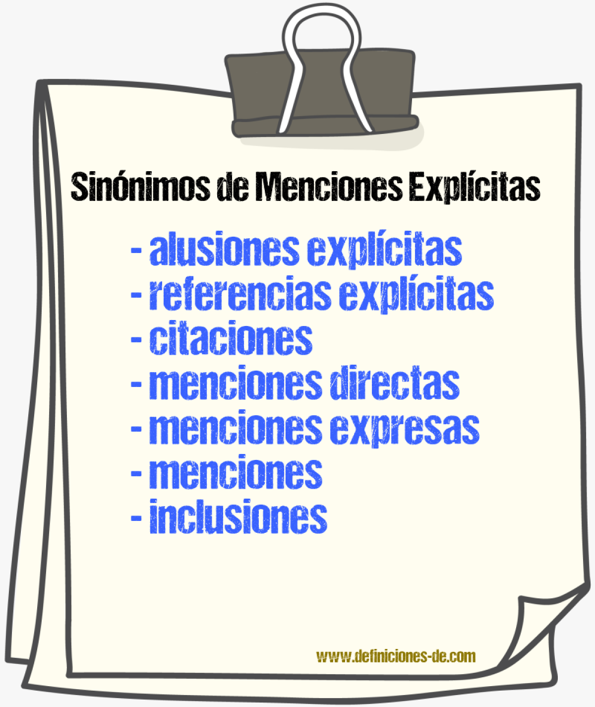 Sinónimos de menciones explícitas