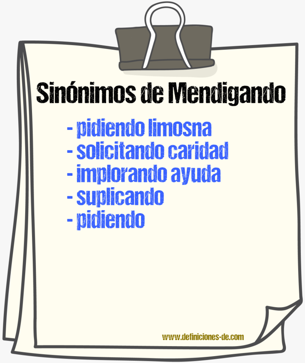 Sinónimos de mendigando