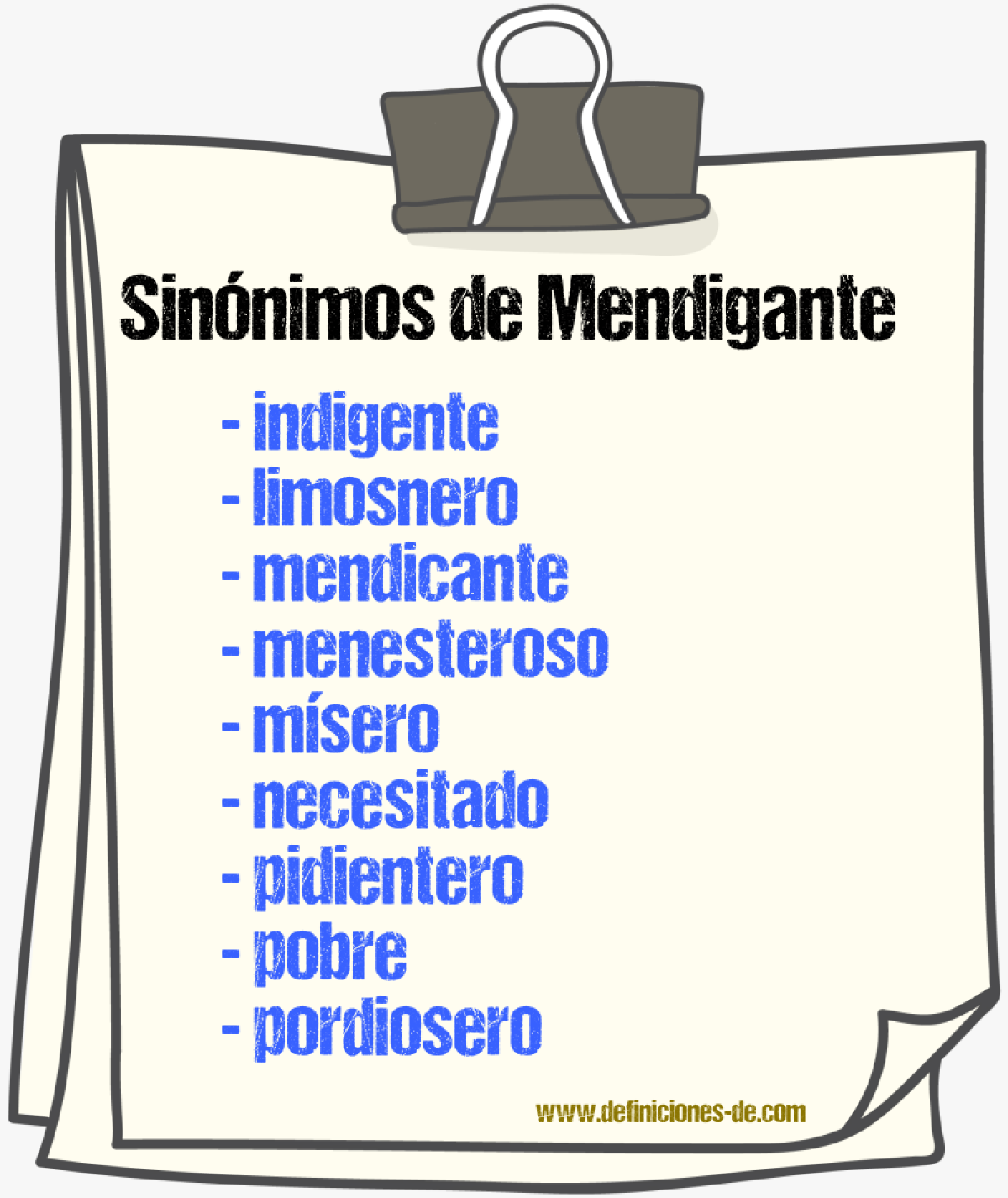 Sinnimos de mendigante