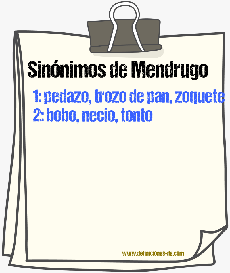 Sinnimos de mendrugo