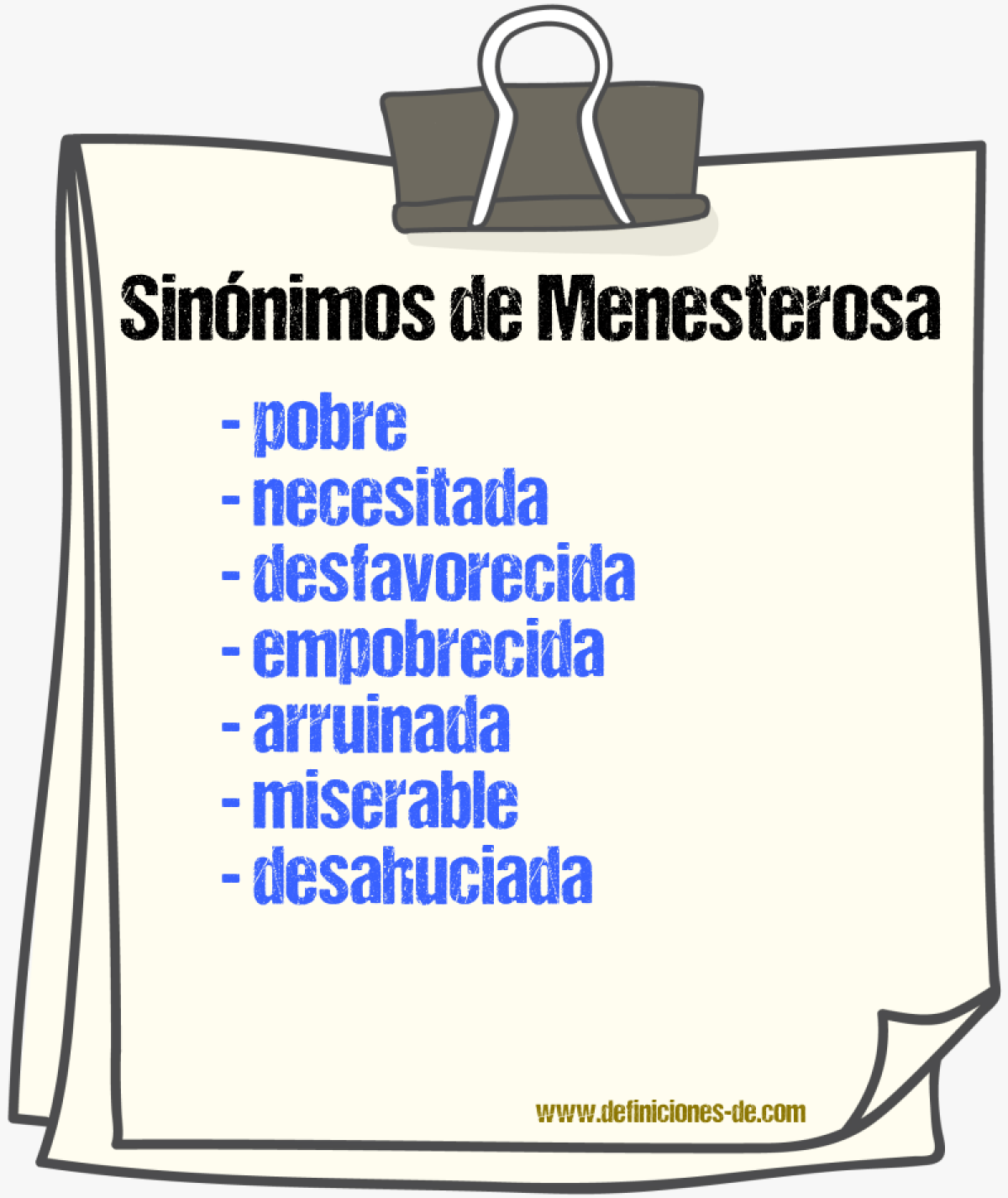Sinónimos de menesterosa