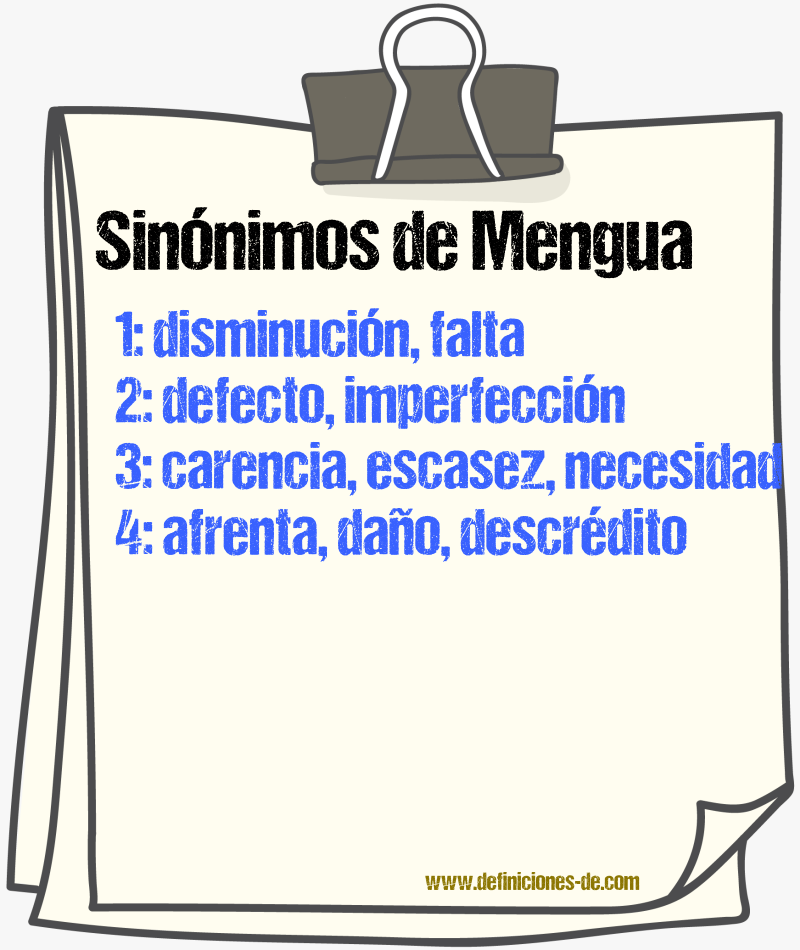 Sinnimos de mengua