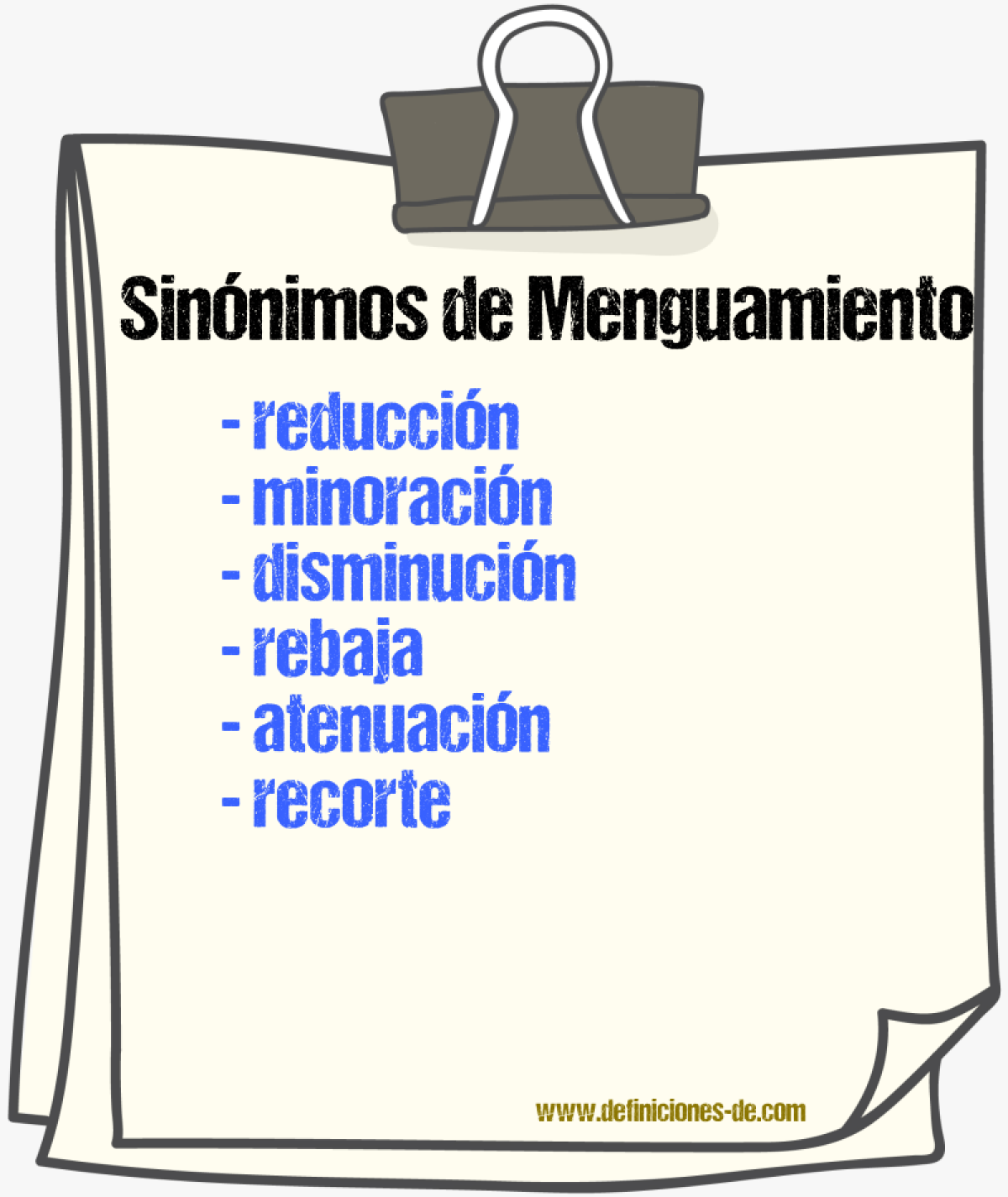 Sinónimos de menguamiento