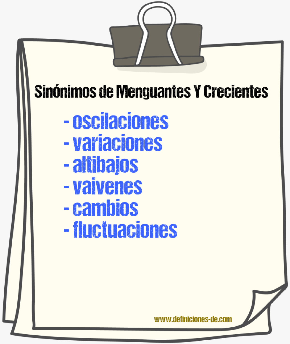 Sinónimos de menguantes y crecientes