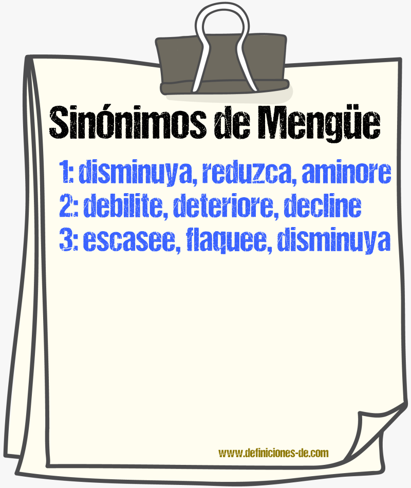 Sinónimos de mengüe