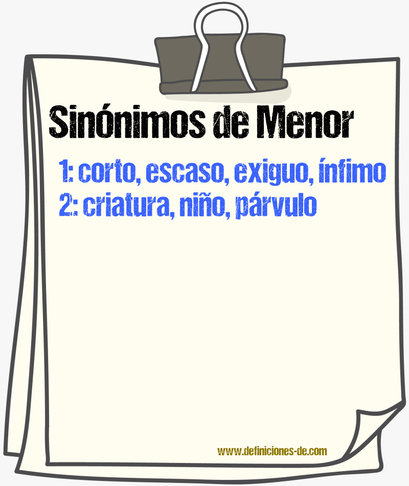 Sinnimos de menor