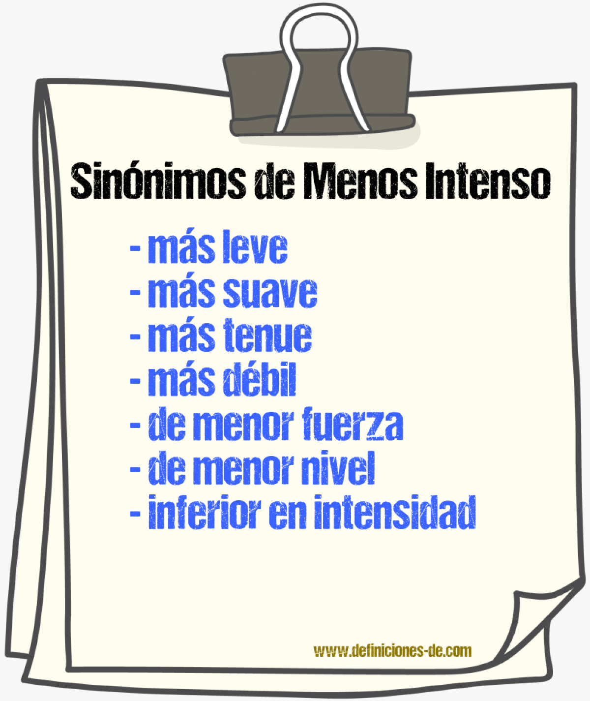 Sinónimos de menos intenso