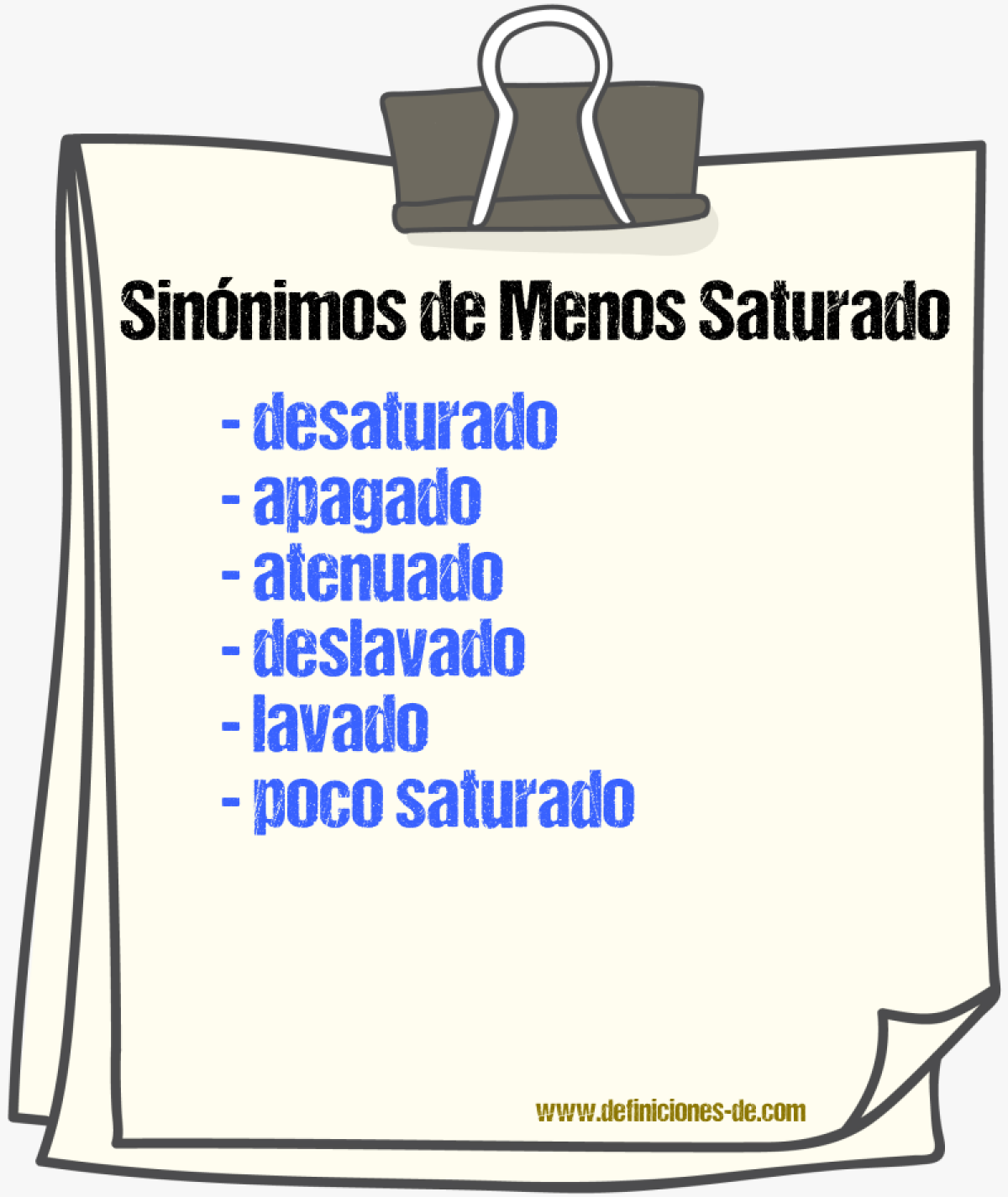 Sinónimos de menos saturado