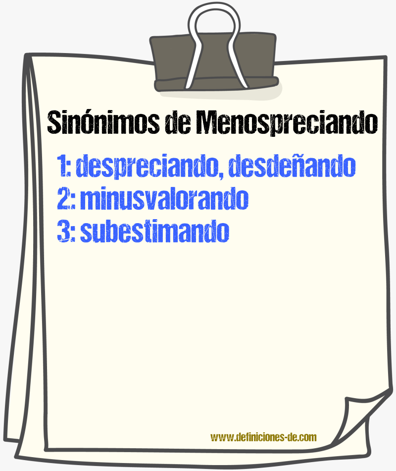 Sinónimos de menospreciando