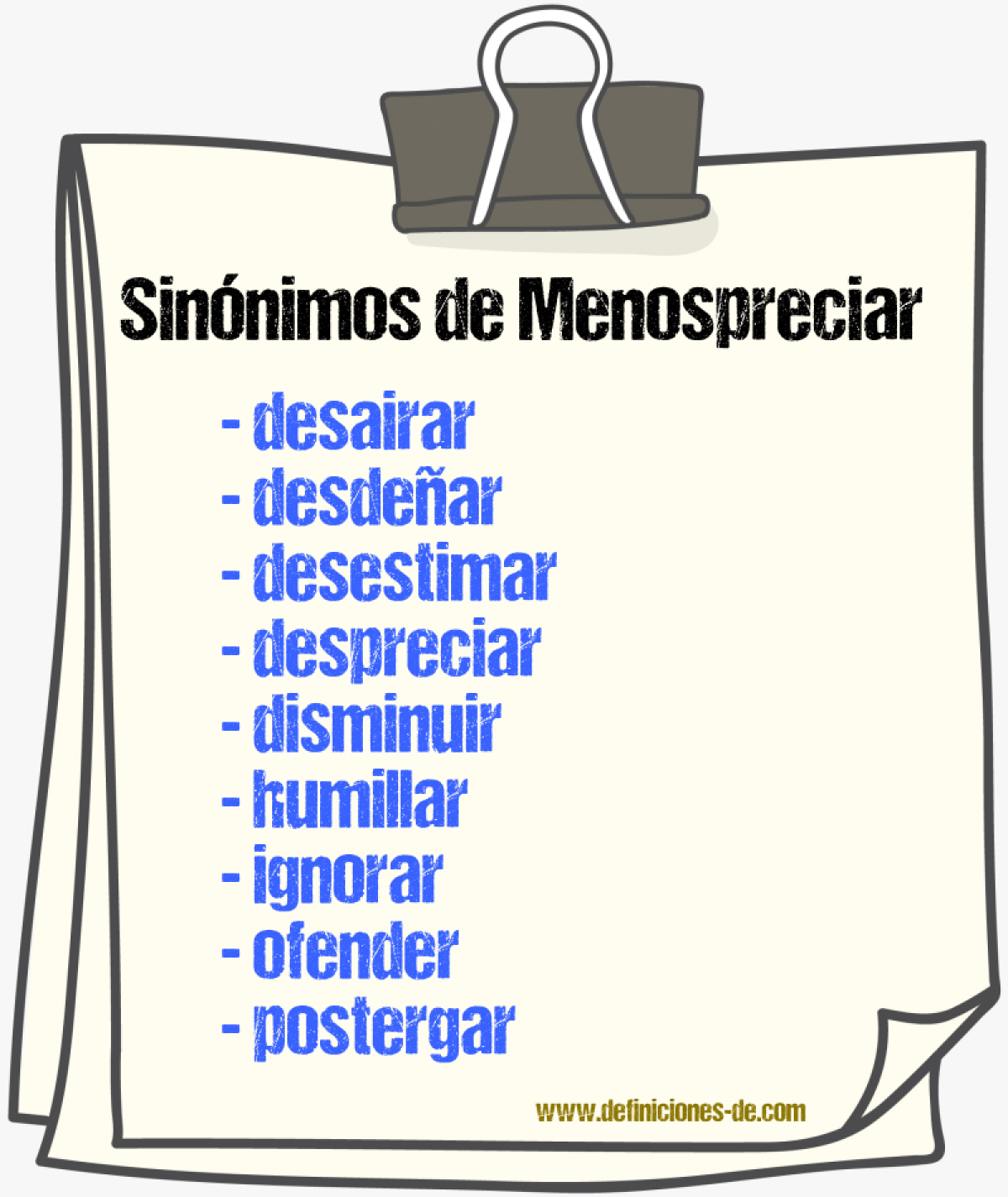 Sinnimos de menospreciar