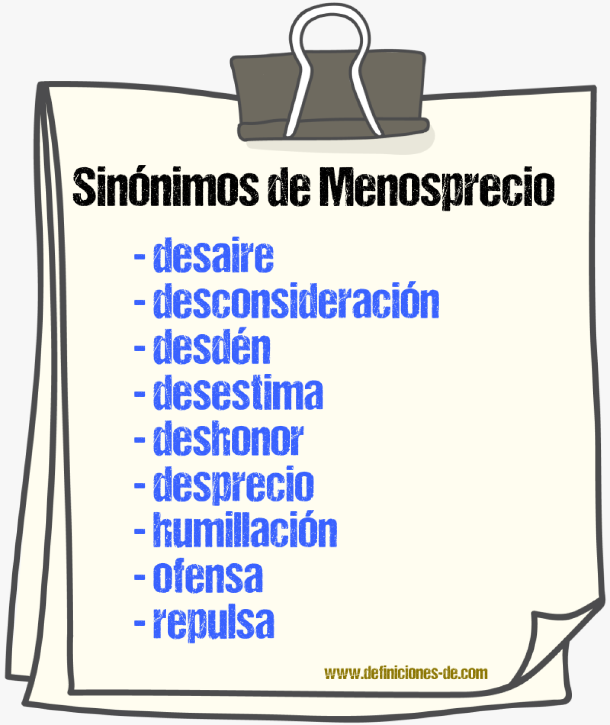 Sinnimos de menosprecio