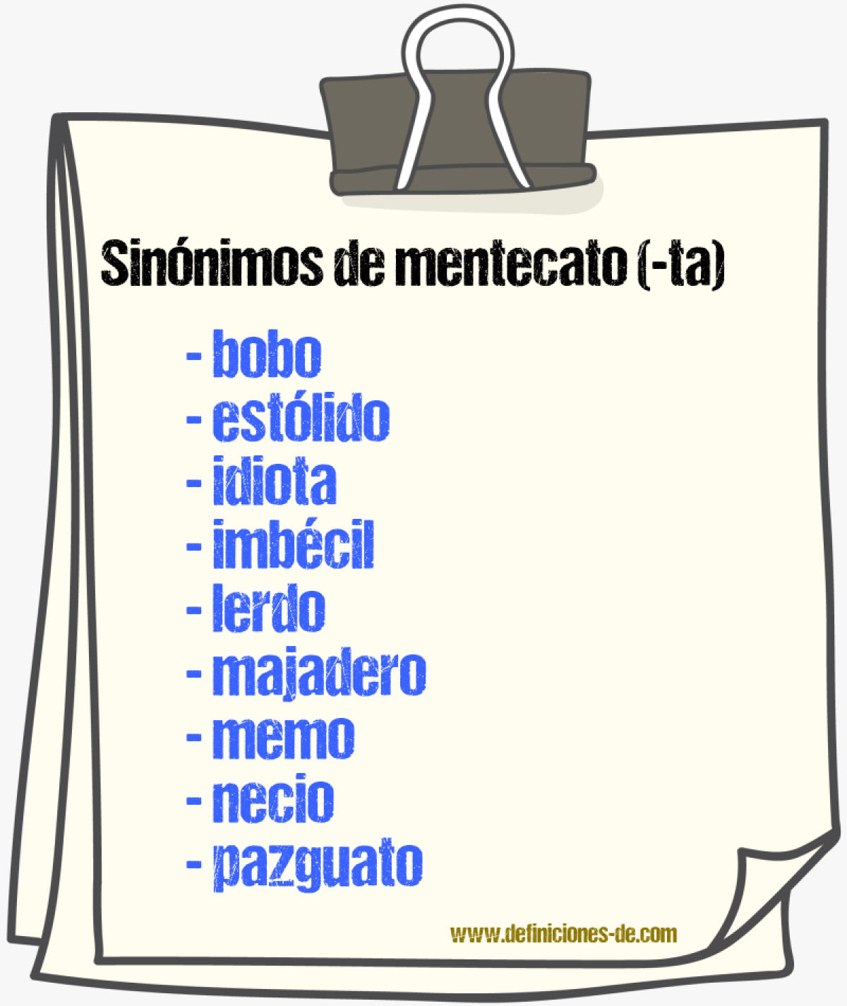 Sinnimos de mentecato