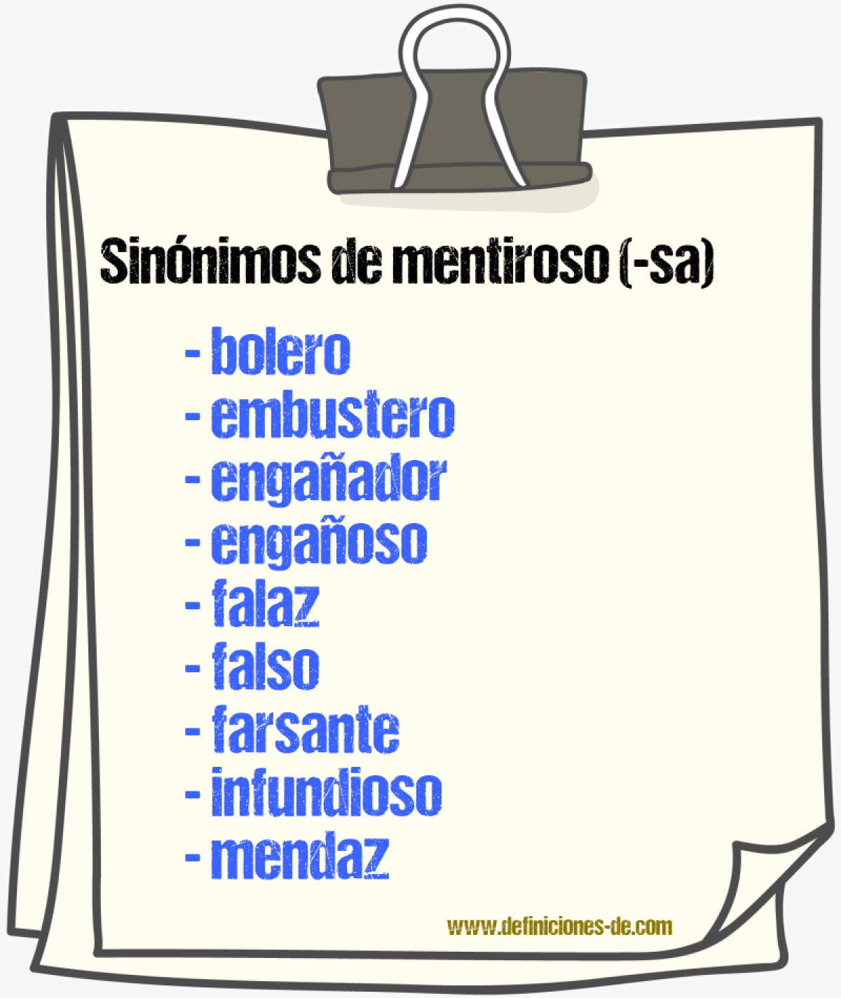 Sinnimos de mentiroso