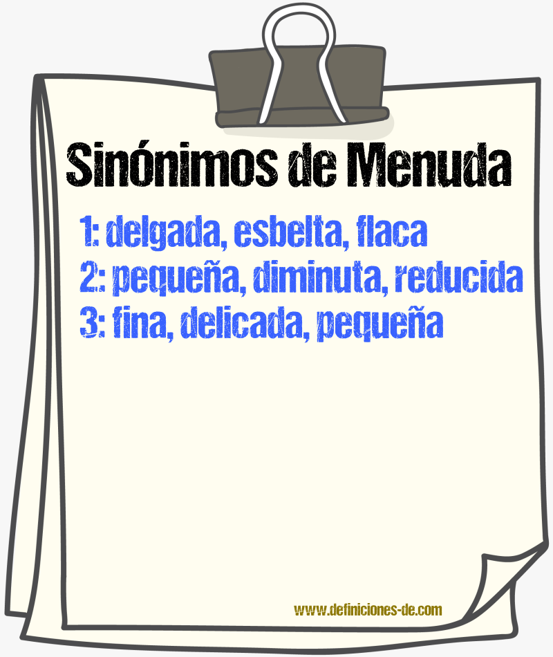 Sinónimos de menuda