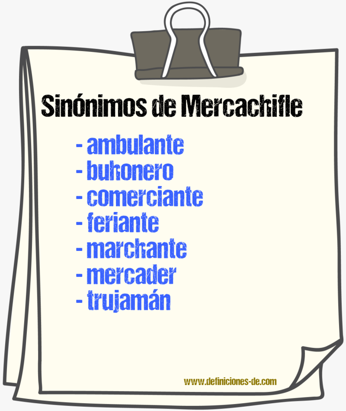 Sinnimos de mercachifle