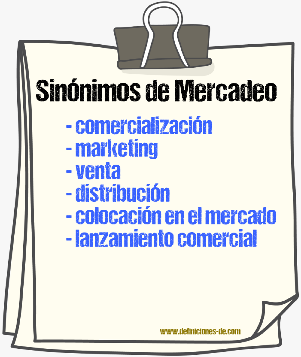 Sinónimos de mercadeo
