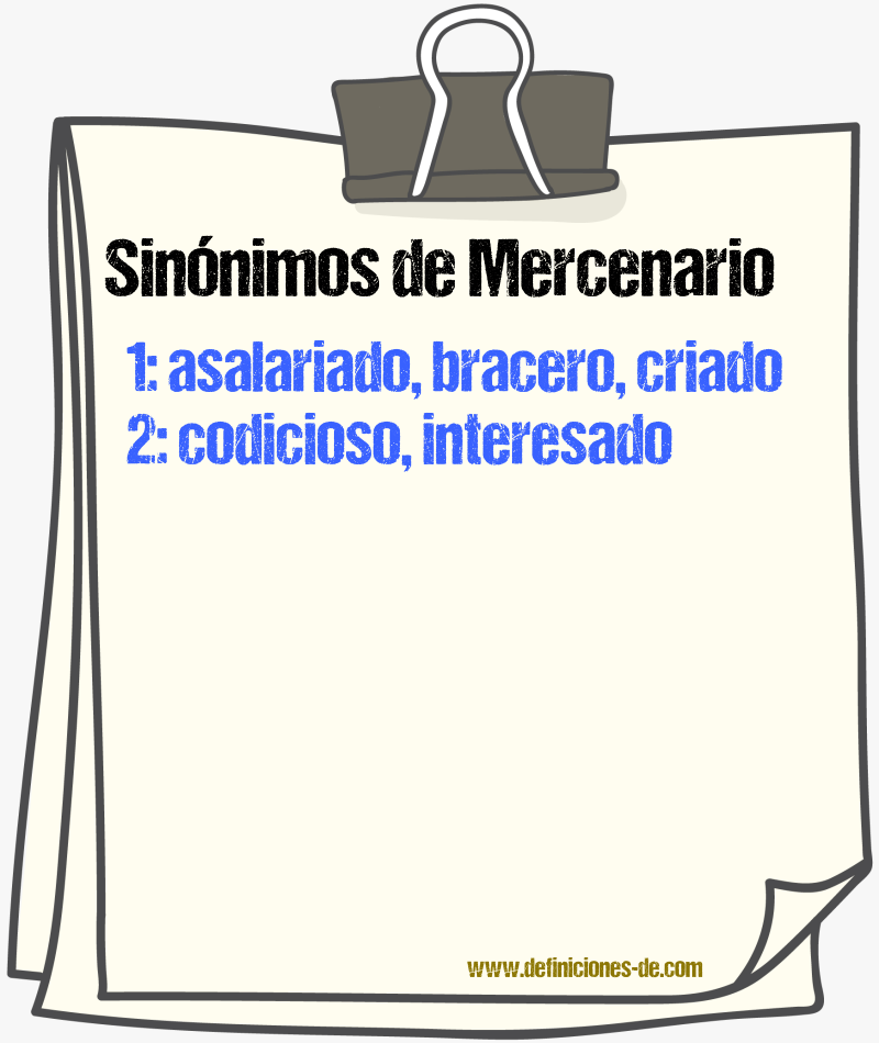 Sinnimos de mercenario