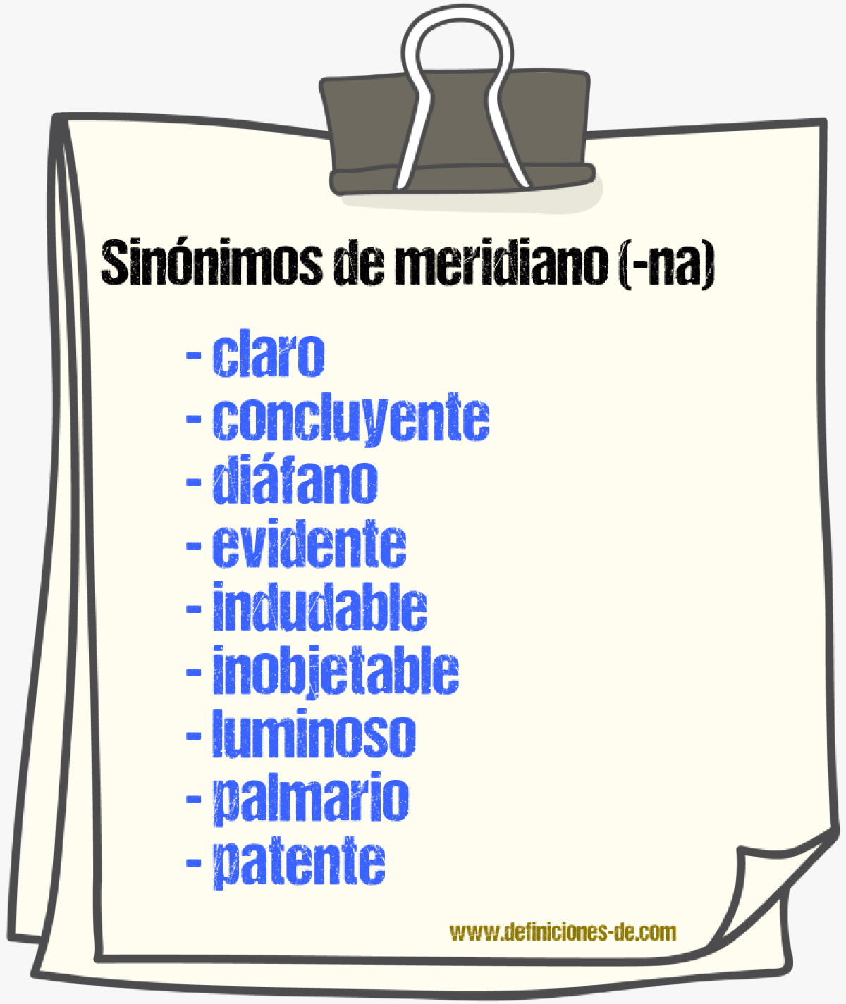 Sinnimos de meridiano