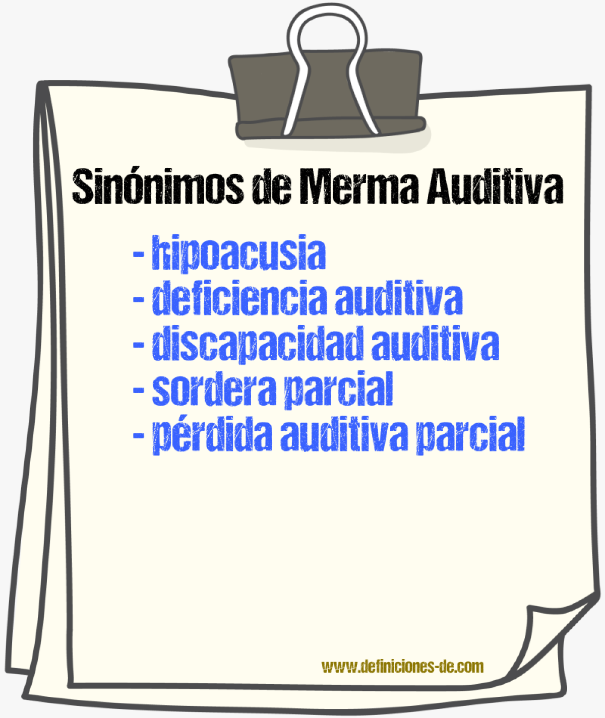Sinónimos de merma auditiva