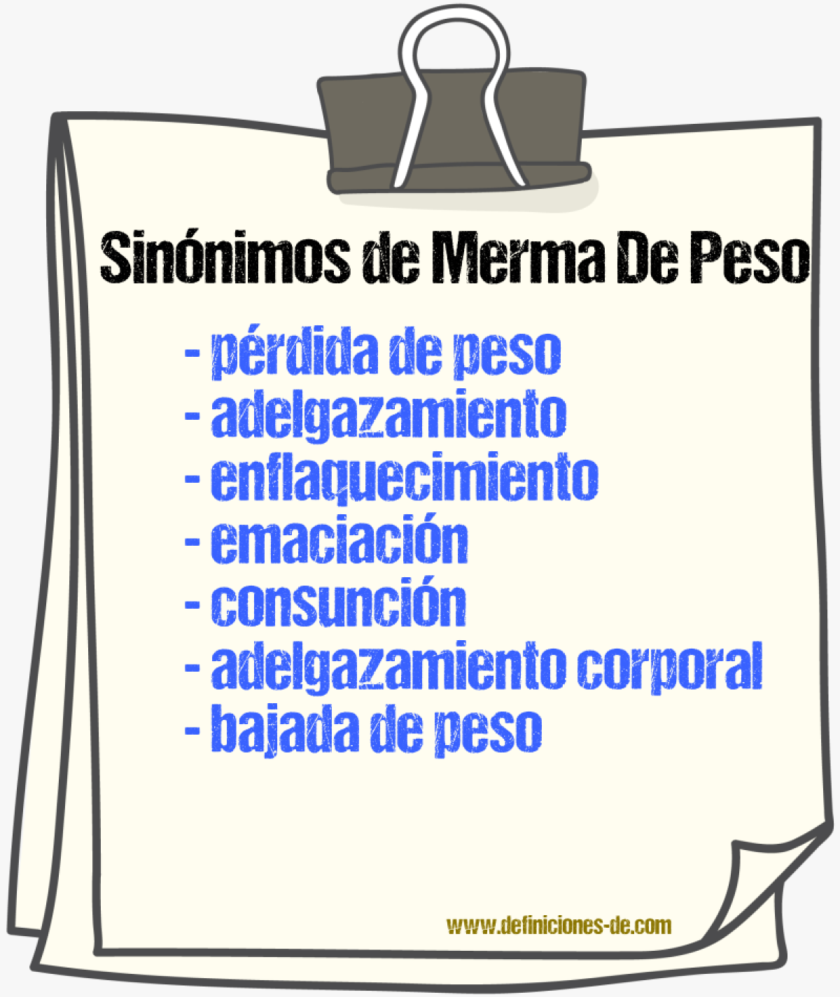Sinónimos de merma de peso